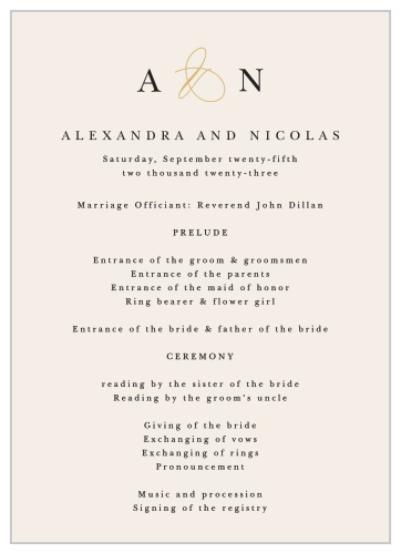 Modern Monogram Wedding Programs by Basic Invite